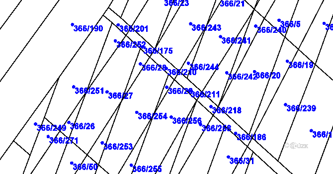 Parcela st. 366/29 v KÚ Ledce u Židlochovic, Katastrální mapa