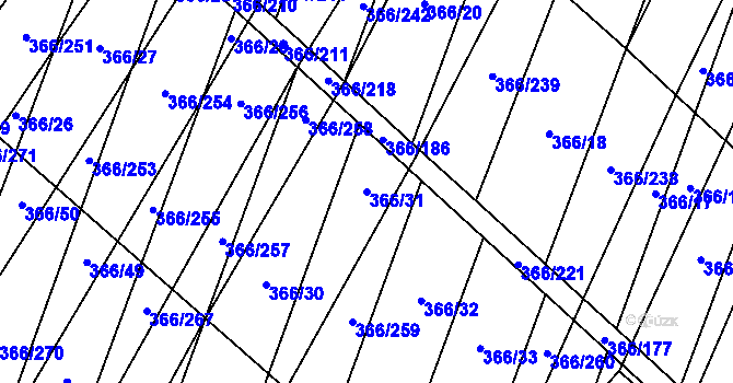 Parcela st. 366/31 v KÚ Ledce u Židlochovic, Katastrální mapa