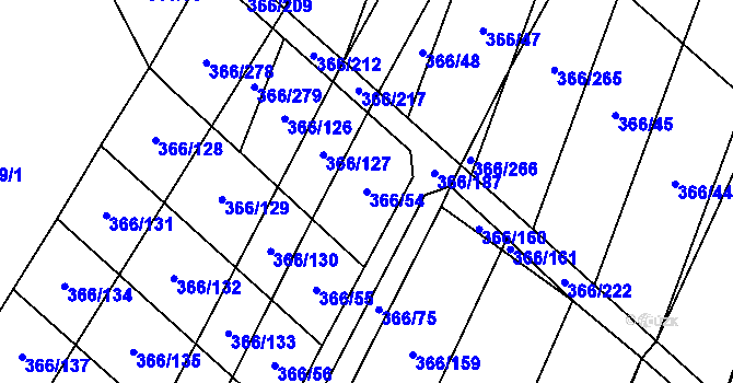 Parcela st. 366/54 v KÚ Ledce u Židlochovic, Katastrální mapa