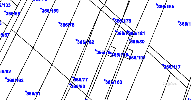 Parcela st. 366/78 v KÚ Ledce u Židlochovic, Katastrální mapa