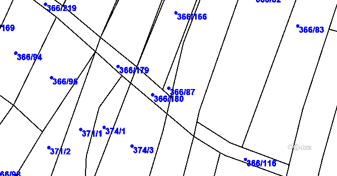 Parcela st. 366/87 v KÚ Ledce u Židlochovic, Katastrální mapa