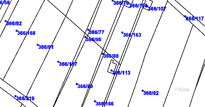 Parcela st. 366/88 v KÚ Ledce u Židlochovic, Katastrální mapa