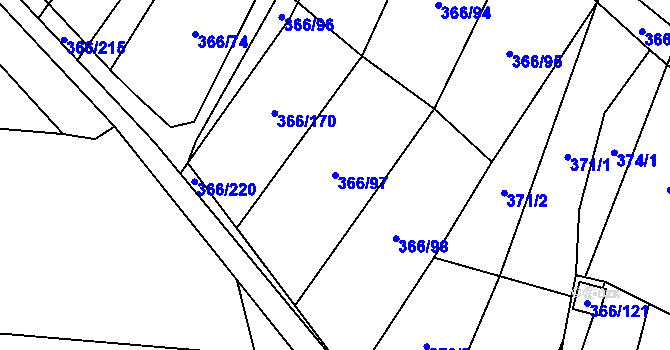 Parcela st. 366/97 v KÚ Ledce u Židlochovic, Katastrální mapa