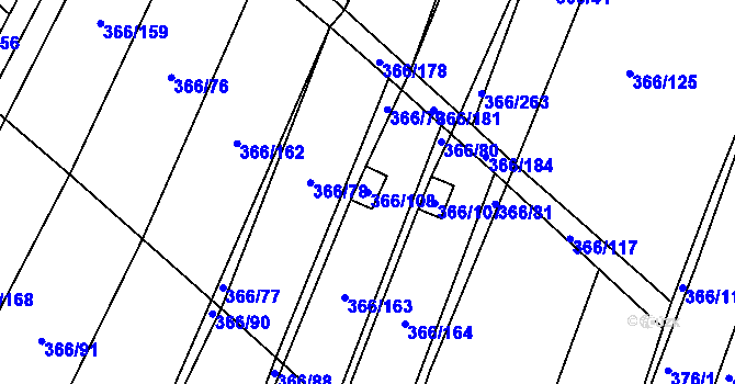 Parcela st. 366/108 v KÚ Ledce u Židlochovic, Katastrální mapa