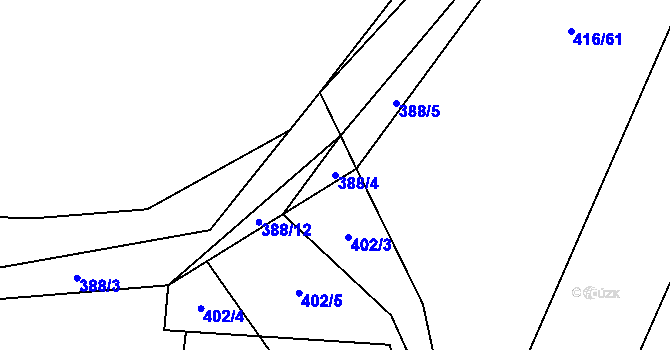 Parcela st. 388/4 v KÚ Ledce u Židlochovic, Katastrální mapa