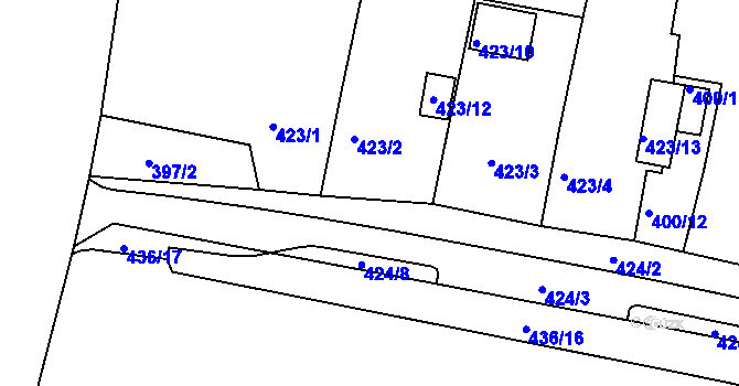 Parcela st. 423/7 v KÚ Ledce u Židlochovic, Katastrální mapa