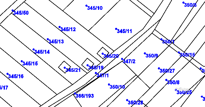 Parcela st. 345/20 v KÚ Ledce u Židlochovic, Katastrální mapa