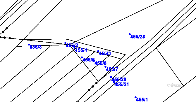 Parcela st. 455/3 v KÚ Ledce u Židlochovic, Katastrální mapa