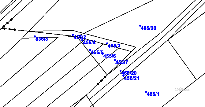 Parcela st. 455/6 v KÚ Ledce u Židlochovic, Katastrální mapa