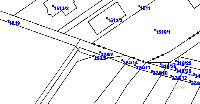 Parcela st. 224/2 v KÚ Ledce u Židlochovic, Katastrální mapa