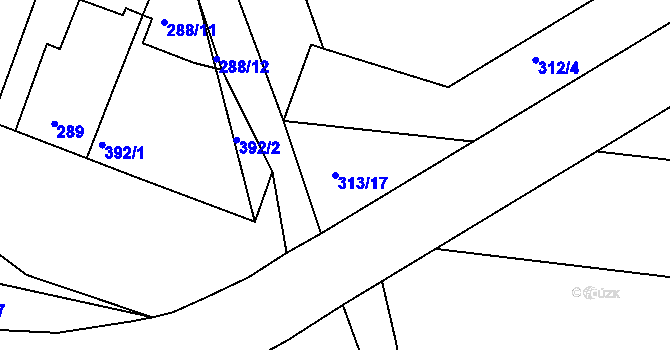 Parcela st. 313/17 v KÚ Ledce u Židlochovic, Katastrální mapa