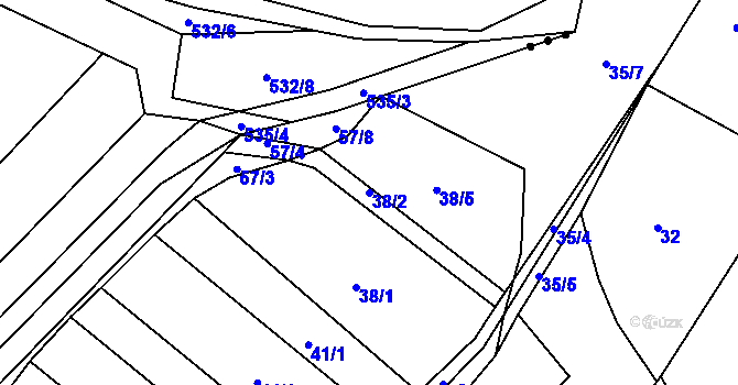 Parcela st. 38/2 v KÚ Ledce u Židlochovic, Katastrální mapa
