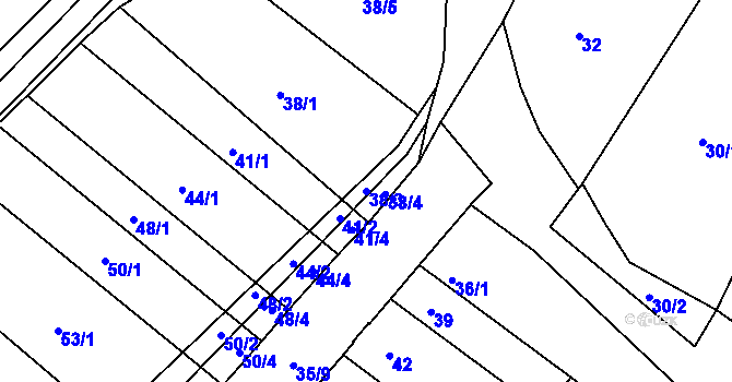 Parcela st. 38/3 v KÚ Ledce u Židlochovic, Katastrální mapa