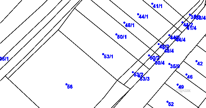 Parcela st. 53/1 v KÚ Ledce u Židlochovic, Katastrální mapa