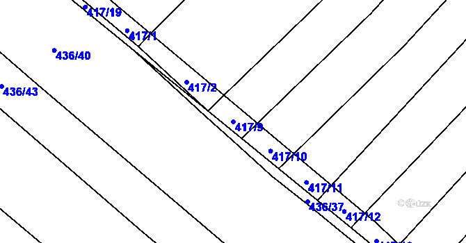 Parcela st. 417/9 v KÚ Ledce u Židlochovic, Katastrální mapa