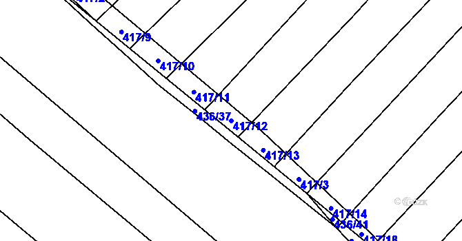 Parcela st. 417/12 v KÚ Ledce u Židlochovic, Katastrální mapa