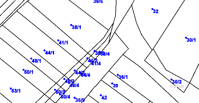 Parcela st. 38/4 v KÚ Ledce u Židlochovic, Katastrální mapa