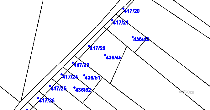 Parcela st. 436/45 v KÚ Ledce u Židlochovic, Katastrální mapa