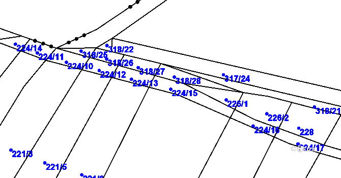 Parcela st. 224/15 v KÚ Ledce u Židlochovic, Katastrální mapa