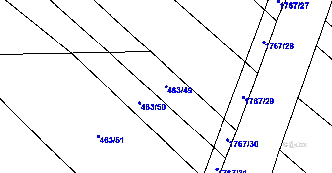 Parcela st. 463/49 v KÚ Ledce u Židlochovic, Katastrální mapa