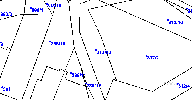 Parcela st. 313/20 v KÚ Ledce u Židlochovic, Katastrální mapa