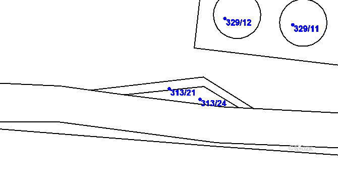 Parcela st. 313/21 v KÚ Ledce u Židlochovic, Katastrální mapa