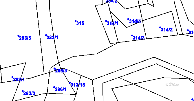 Parcela st. 313/25 v KÚ Ledce u Židlochovic, Katastrální mapa