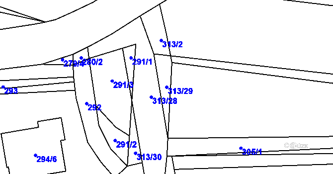 Parcela st. 313/29 v KÚ Ledce u Židlochovic, Katastrální mapa