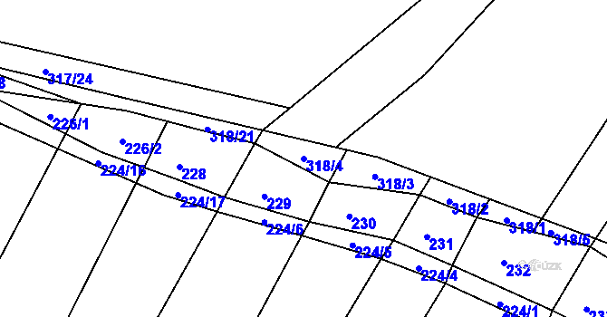 Parcela st. 318/4 v KÚ Ledce u Židlochovic, Katastrální mapa