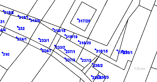 Parcela st. 318/20 v KÚ Ledce u Židlochovic, Katastrální mapa