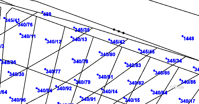 Parcela st. 340/80 v KÚ Ledce u Židlochovic, Katastrální mapa