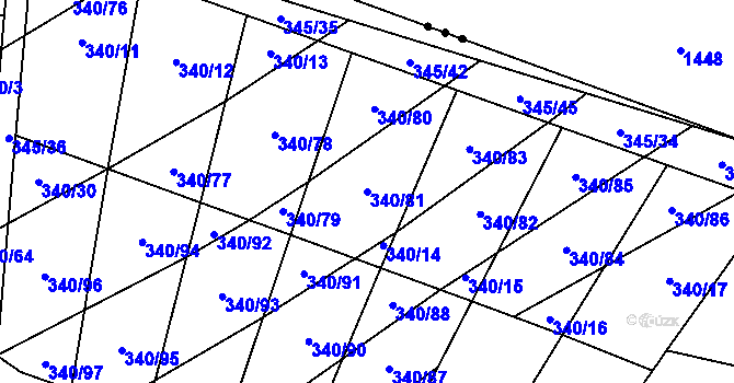 Parcela st. 340/81 v KÚ Ledce u Židlochovic, Katastrální mapa