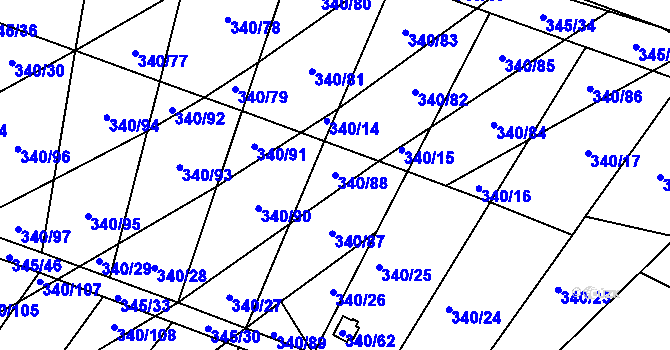 Parcela st. 340/88 v KÚ Ledce u Židlochovic, Katastrální mapa