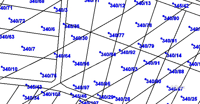 Parcela st. 340/94 v KÚ Ledce u Židlochovic, Katastrální mapa