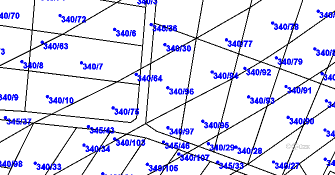 Parcela st. 340/96 v KÚ Ledce u Židlochovic, Katastrální mapa