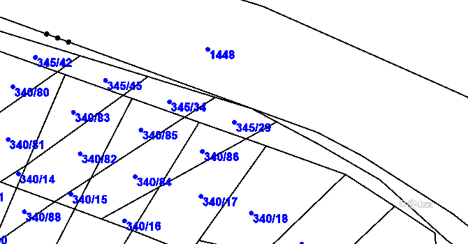 Parcela st. 345/29 v KÚ Ledce u Židlochovic, Katastrální mapa