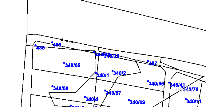 Parcela st. 345/38 v KÚ Ledce u Židlochovic, Katastrální mapa