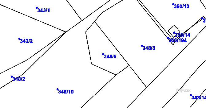 Parcela st. 348/6 v KÚ Ledce u Židlochovic, Katastrální mapa