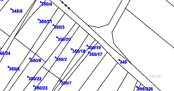 Parcela st. 350/19 v KÚ Ledce u Židlochovic, Katastrální mapa