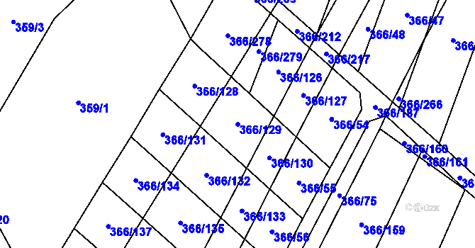 Parcela st. 366/129 v KÚ Ledce u Židlochovic, Katastrální mapa