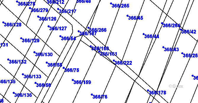 Parcela st. 366/161 v KÚ Ledce u Židlochovic, Katastrální mapa