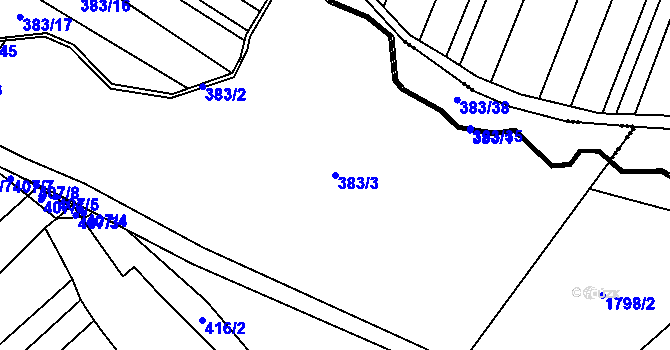 Parcela st. 383/3 v KÚ Ledce u Židlochovic, Katastrální mapa