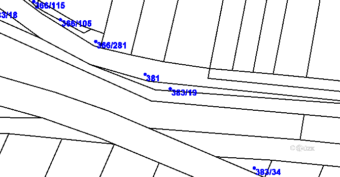 Parcela st. 383/19 v KÚ Ledce u Židlochovic, Katastrální mapa