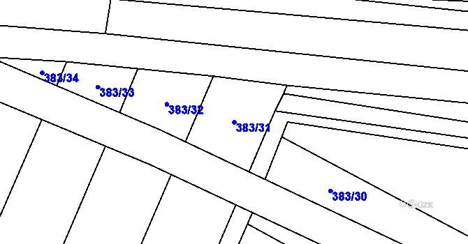 Parcela st. 383/31 v KÚ Ledce u Židlochovic, Katastrální mapa