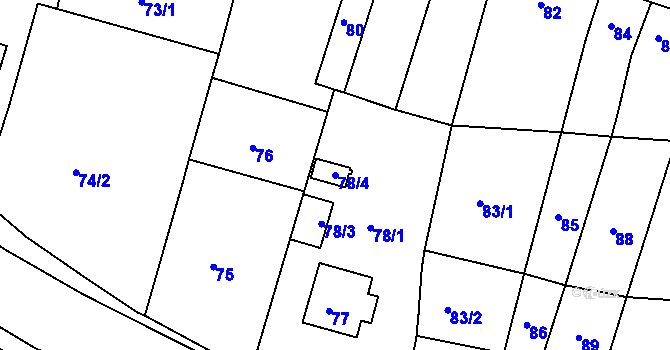 Parcela st. 78/4 v KÚ Ledce u Židlochovic, Katastrální mapa