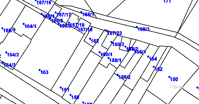 Parcela st. 160/1 v KÚ Ledce u Židlochovic, Katastrální mapa
