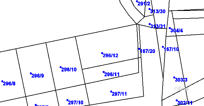 Parcela st. 296/12 v KÚ Ledce u Židlochovic, Katastrální mapa