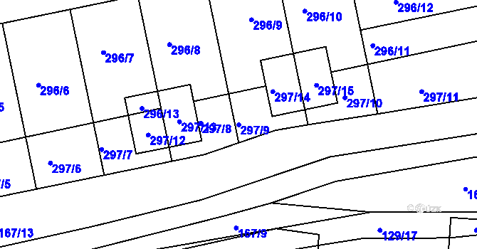 Parcela st. 297/9 v KÚ Ledce u Židlochovic, Katastrální mapa
