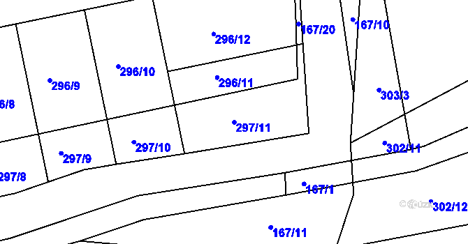 Parcela st. 297/11 v KÚ Ledce u Židlochovic, Katastrální mapa