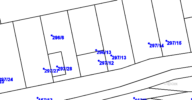 Parcela st. 296/13 v KÚ Ledce u Židlochovic, Katastrální mapa